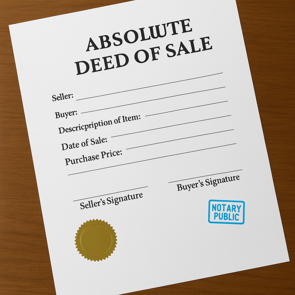 Absolute Deed of Sale - Orange County Apostille