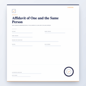 Affidavit of One and the Same Person – Affidavit