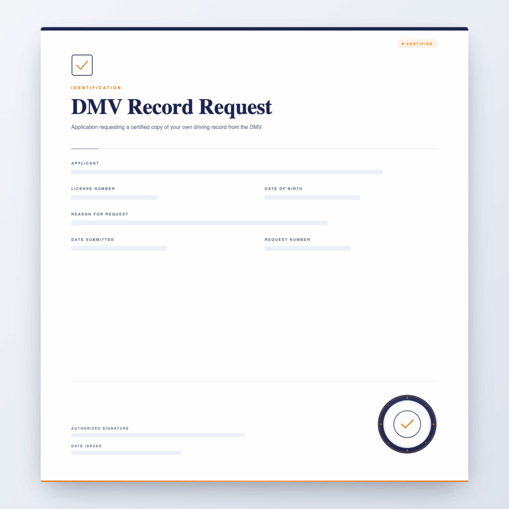DMV Driving Record Request - Orange County Apostille