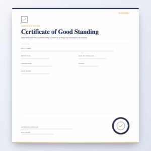 Certificate of Good Standing – Corporate Record