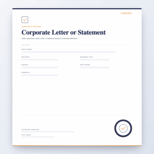 Corporate Letter or Statement – Corporate Record
