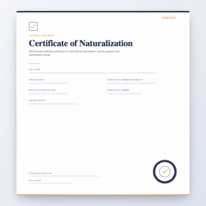 Certificate of Naturalization – Federal Document