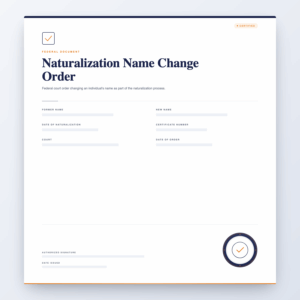 Naturalization Name Change Order – Federal Document