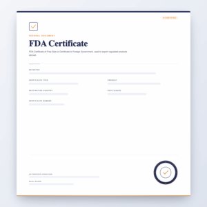 FDA Certificate – Federal Document