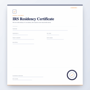 IRS Residency Certificate – Federal Document