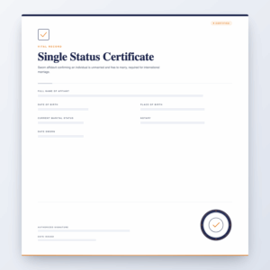 Single Status Certificate – Vital Record