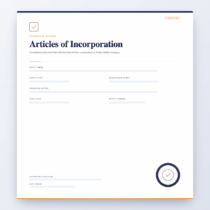 Articles of Incorporation – Corporate Record