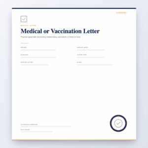 Medical or Vaccination Letter – Medical Letter