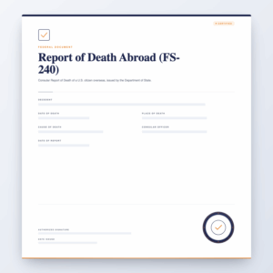 Report of Death Abroad (FS-240) – Federal Document
