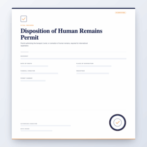 Disposition of Human Remains Permit – Vital Record